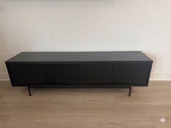 Modern Black Fluted Media Console / Credenza – 70”