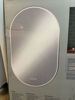 New Artika Royce Oval LED Wall Mirror w/ Integrated Defogger – Modern Bathroom Vanity Mirror. Sealed