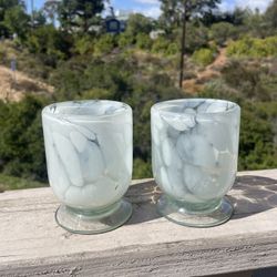  2 traditional Mexican hand-blown glassware,