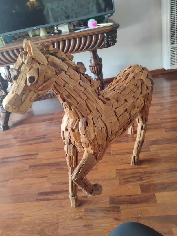 Vintage Large Driftwood Horse Sculpture . Hand Made