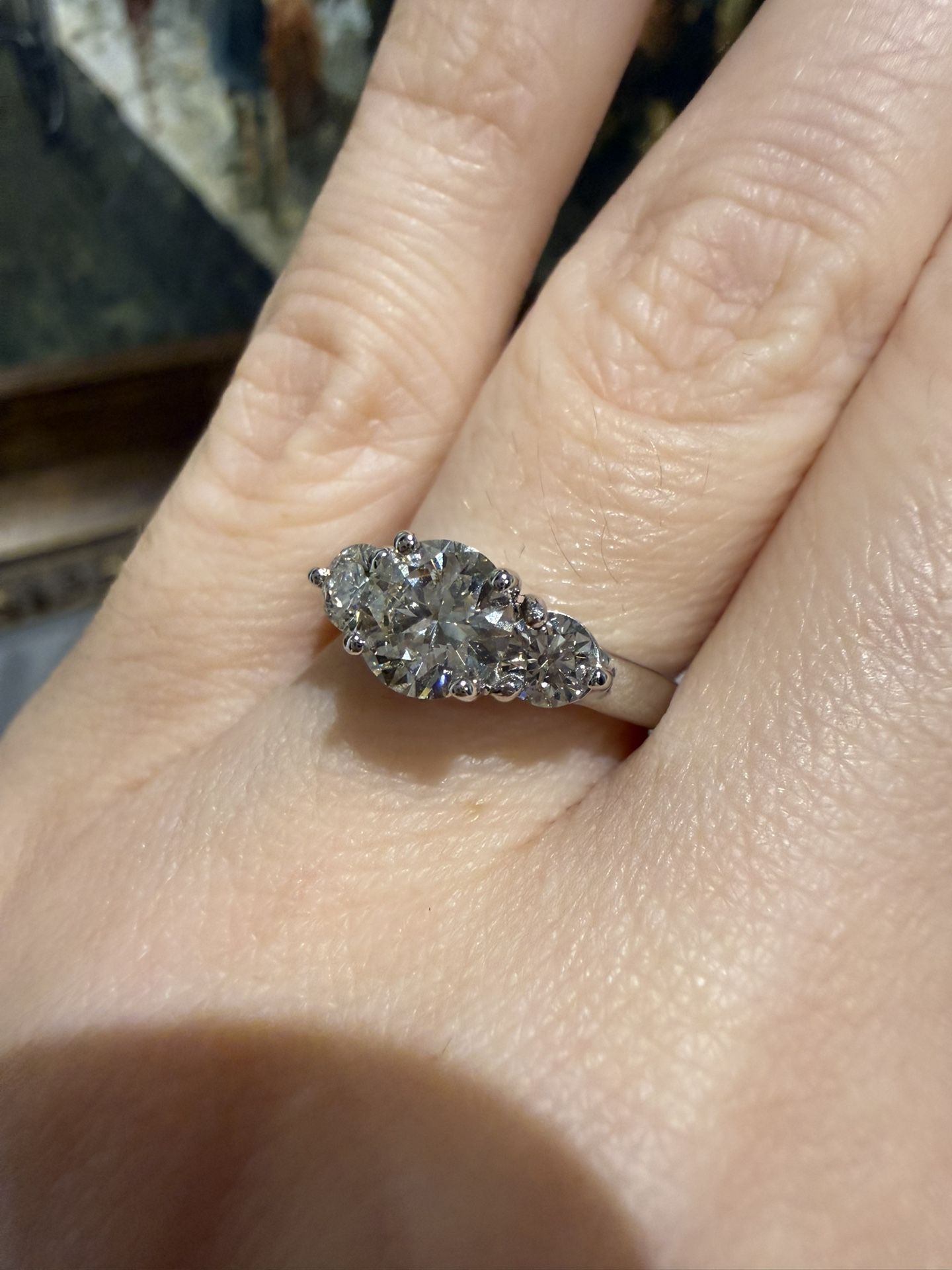 14K white gold natural diamonds 1.00ct center engagement wedding ring comes with certificate