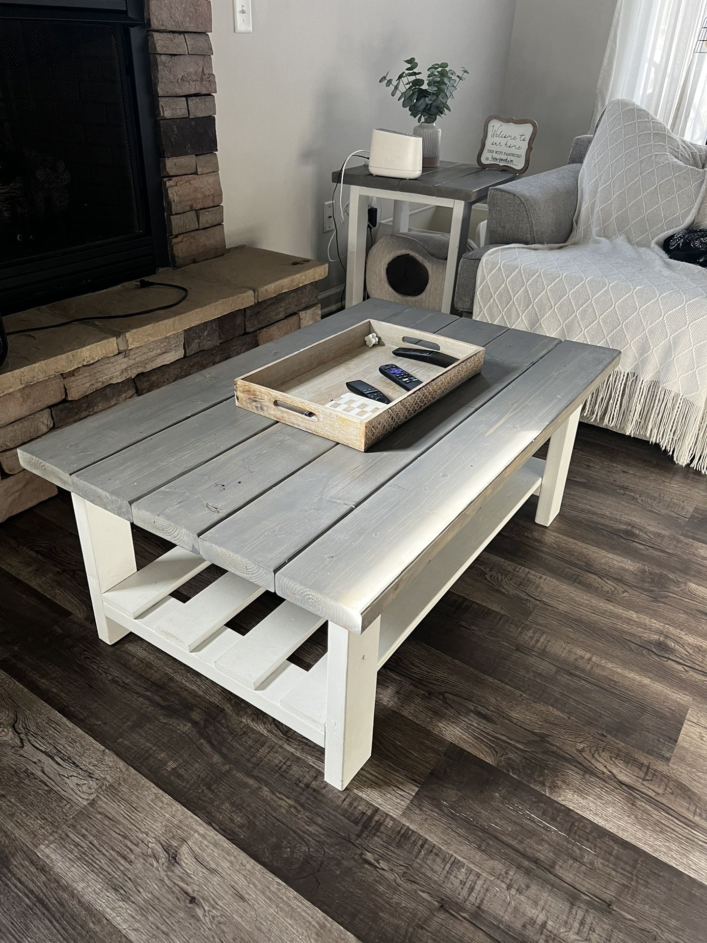 handmade end tables, entry table and coffee table