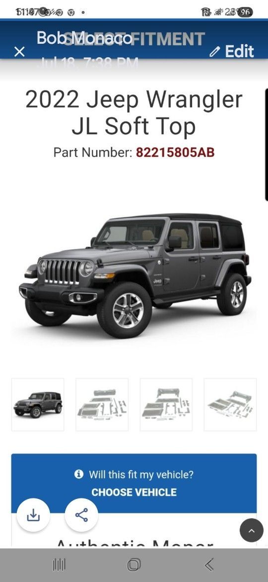 New In Box Jeep Wrangler Soft Top