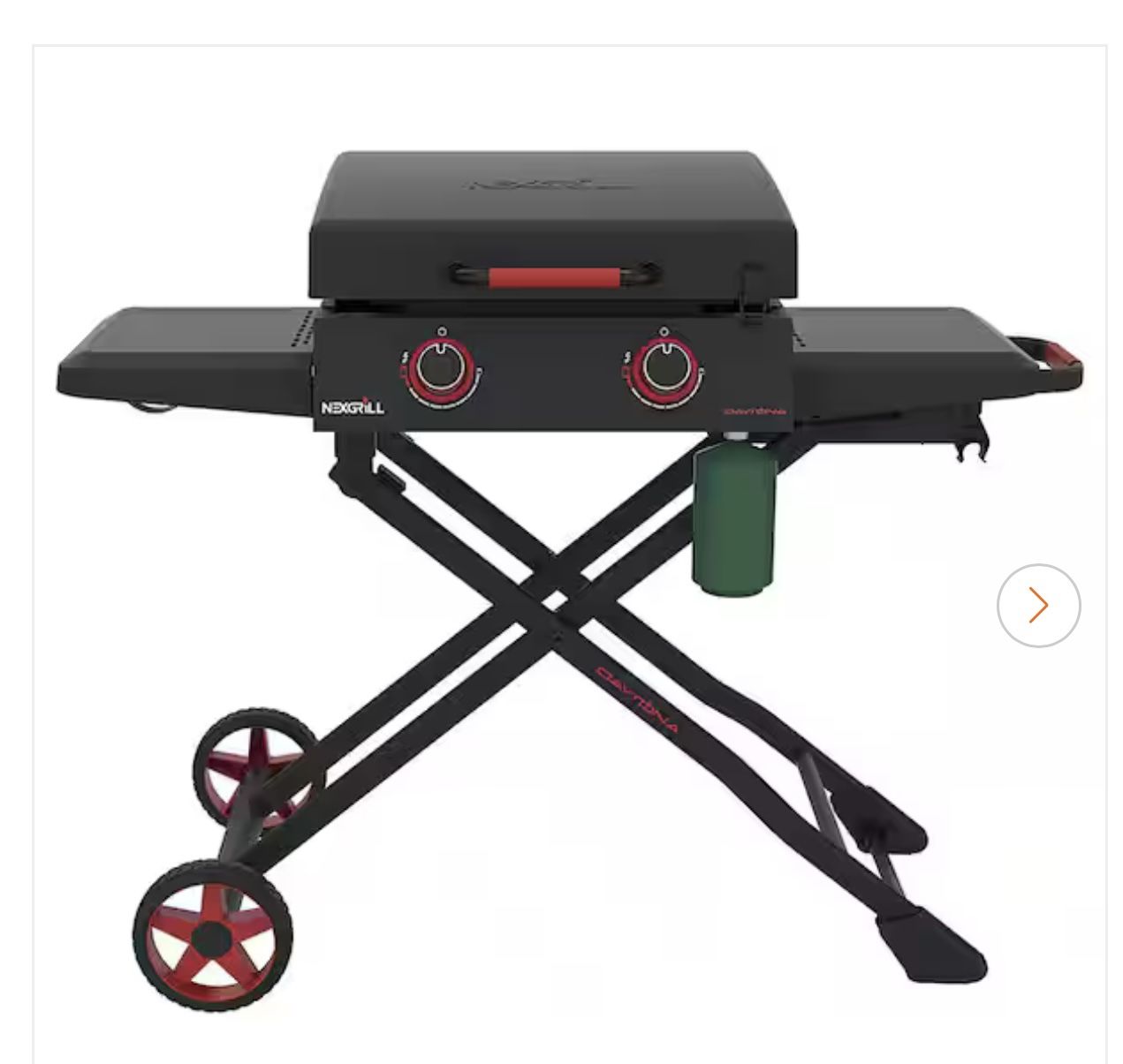 Nexgrill Daytona 2-Burner Propane Gas Grill 21 in. Flat Top Griddle with Foldable Cart in Black