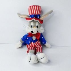 Bugs Bunny Uncle Sam Red White and Blue Bean Bag Plush.