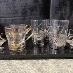 Vintage Libbey Glasses- Godinger Silver Tray