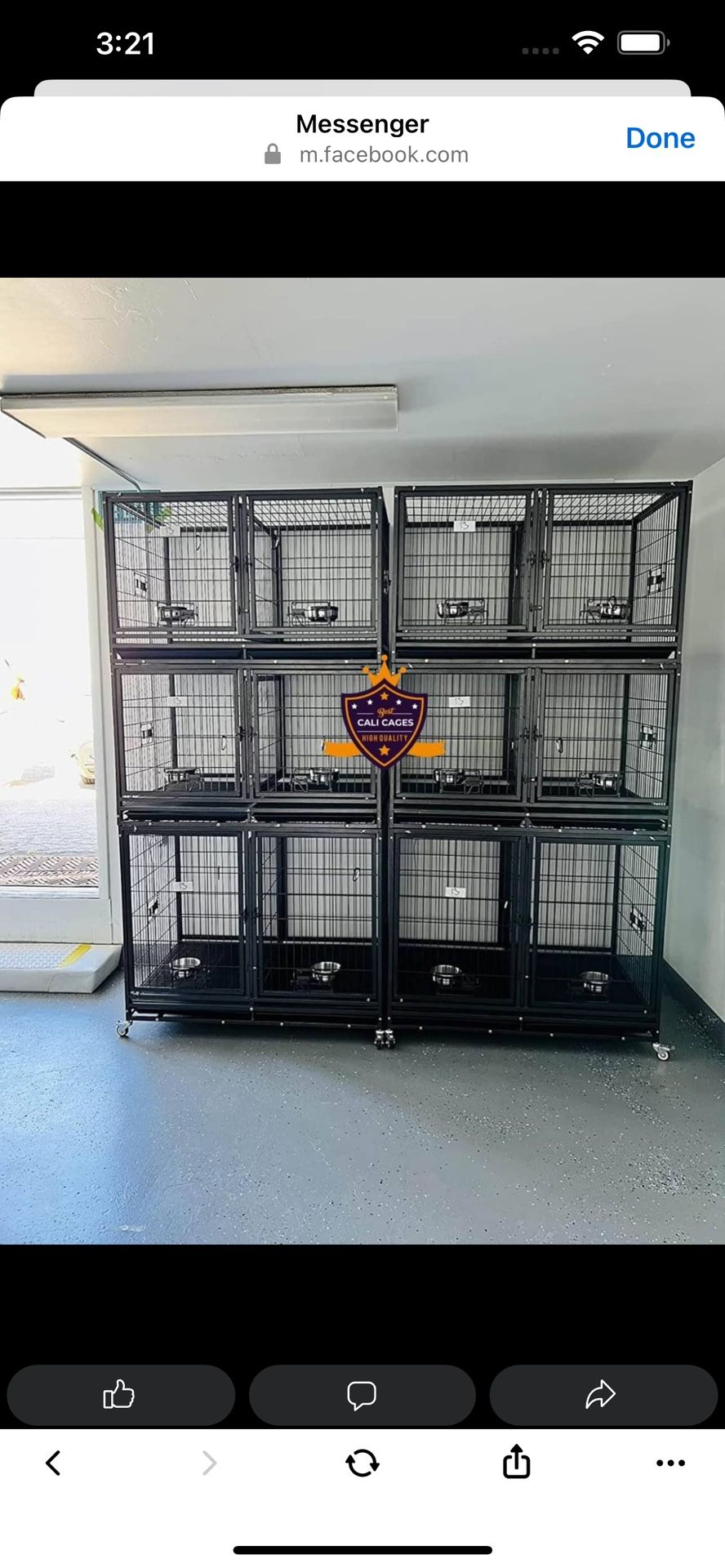 Dog Pet Cage Kennel Size 43” With Divider And Feeding Bowls Set Of 6 New In Box 📦 