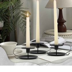 Candle Holders, Taper Candlesticks Holder Black with Handle,4 Pack Iron Candle Sticks for Wedding Home Vintage Table Centerpiece