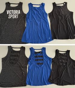VSX Sport Victoria’s Secret tank tops Gray + Blue + Black workout lot - Small