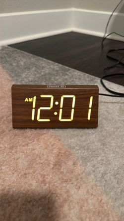 Wood Grain LED Digital Alarm Clock