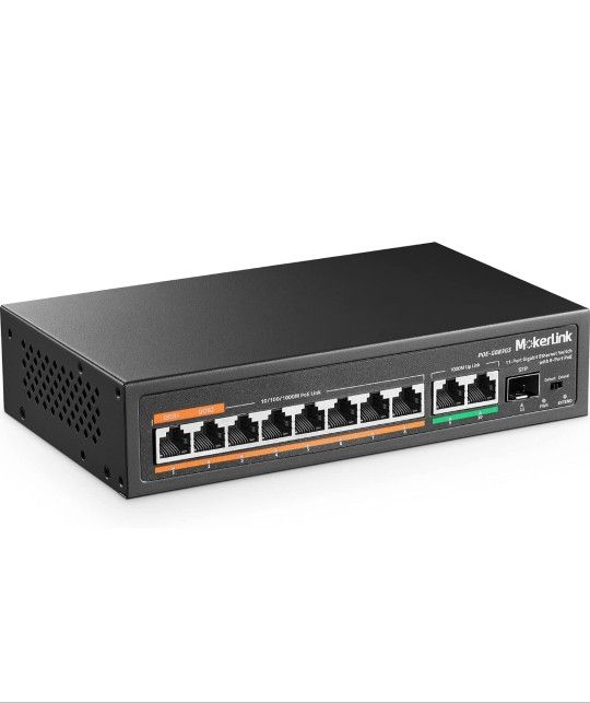 MokerLink 11 Port Gigabit Poe Switch New