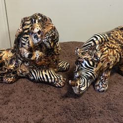 La Vie Safari African Patchwork Lion and Rhino - Both for $25 Total - Collectible