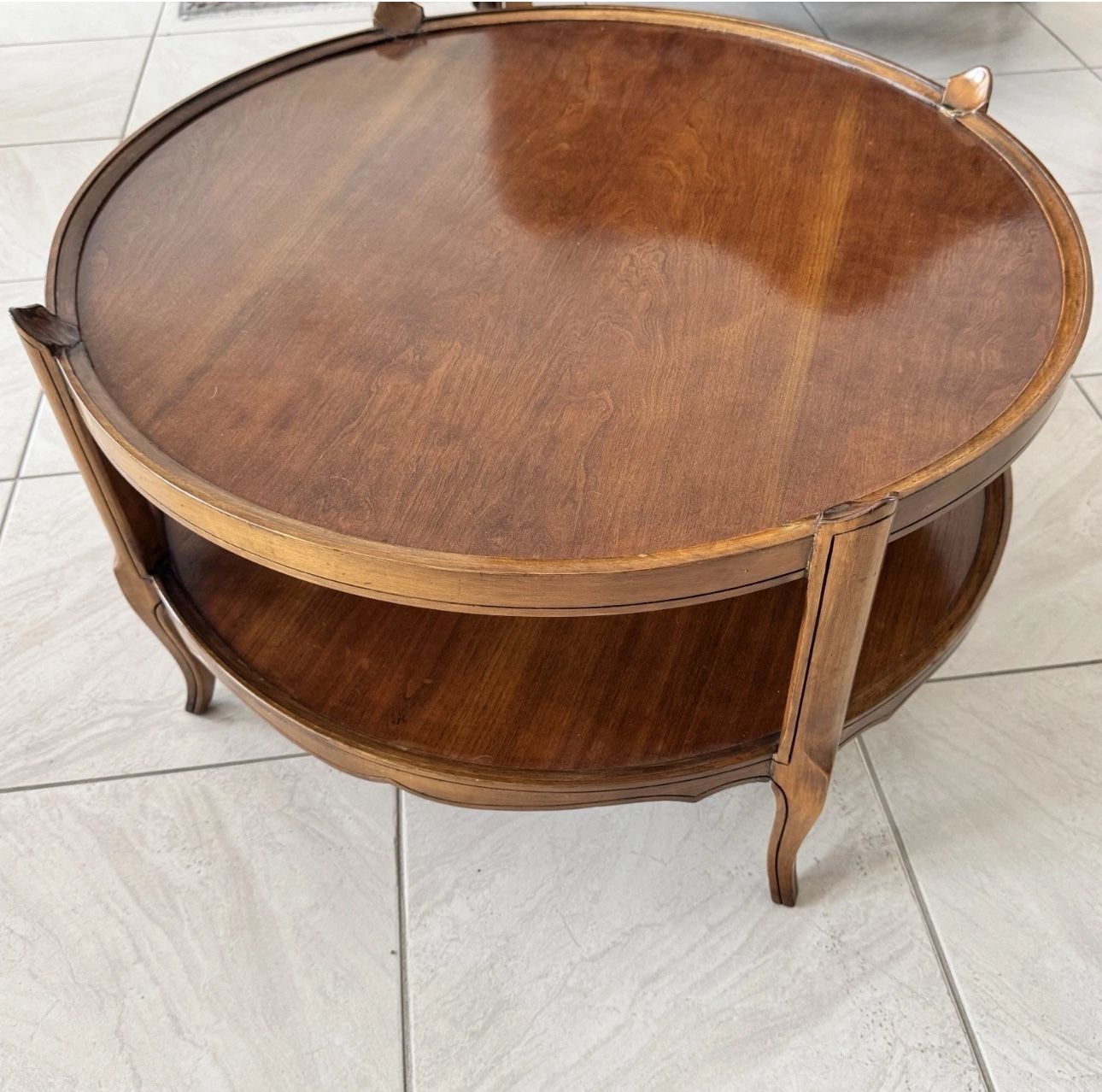 MCM French Country 2 Tier Round Oak Coffee Table