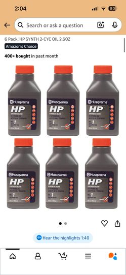 new husqvarna 6 pack hp synthetic blend 