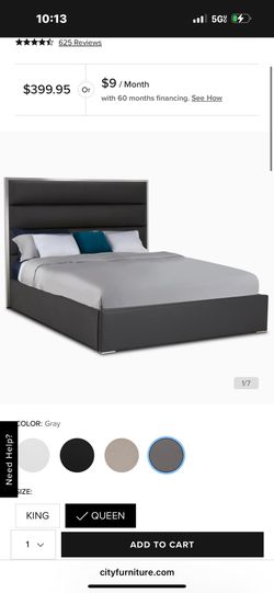 City Furniture Queen Bed Dark Gray