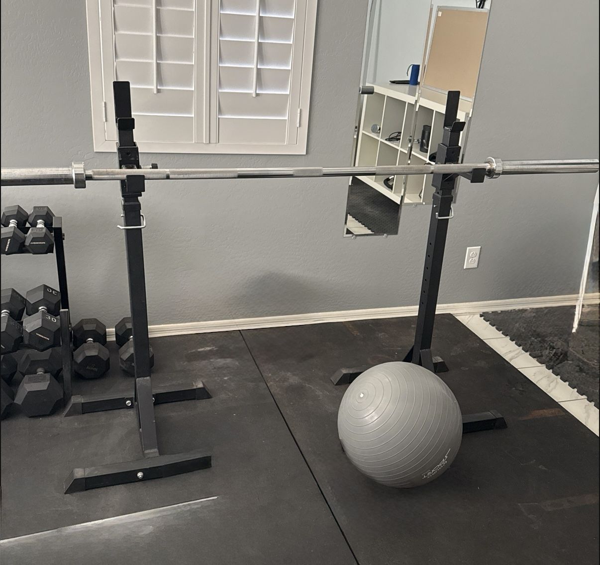 SFE Bar 45lbs 7ft and Stands And Weights