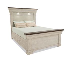Bob’s Discount Furniture Beaumont Queen Platform Storage Bed Frame – White & Gray