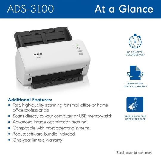 Brother ADS-3100 Desktop Scanner
