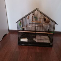 Bird Cage With Supplies 