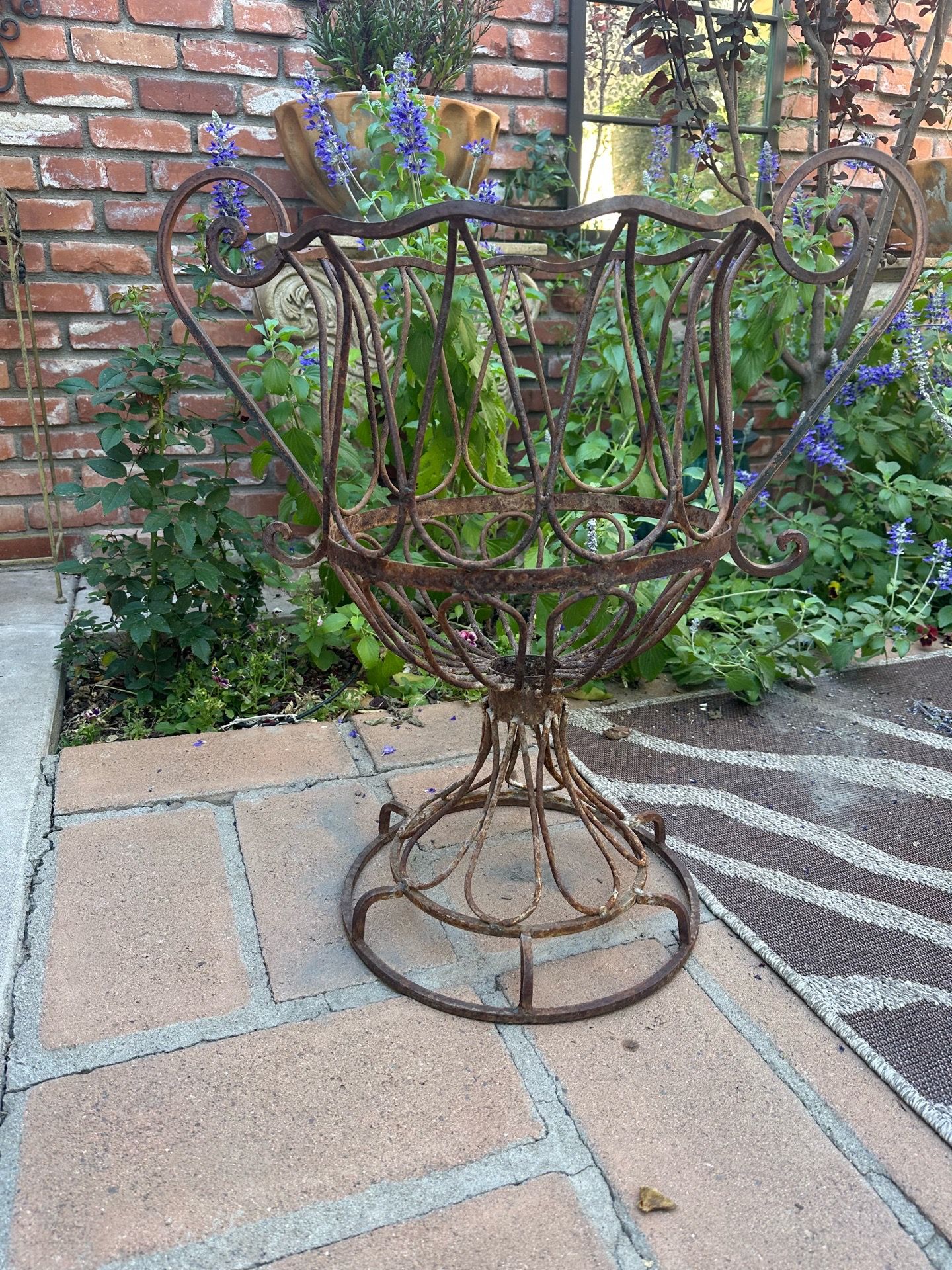 Vintage Wrought Iron Garden Urn Planter