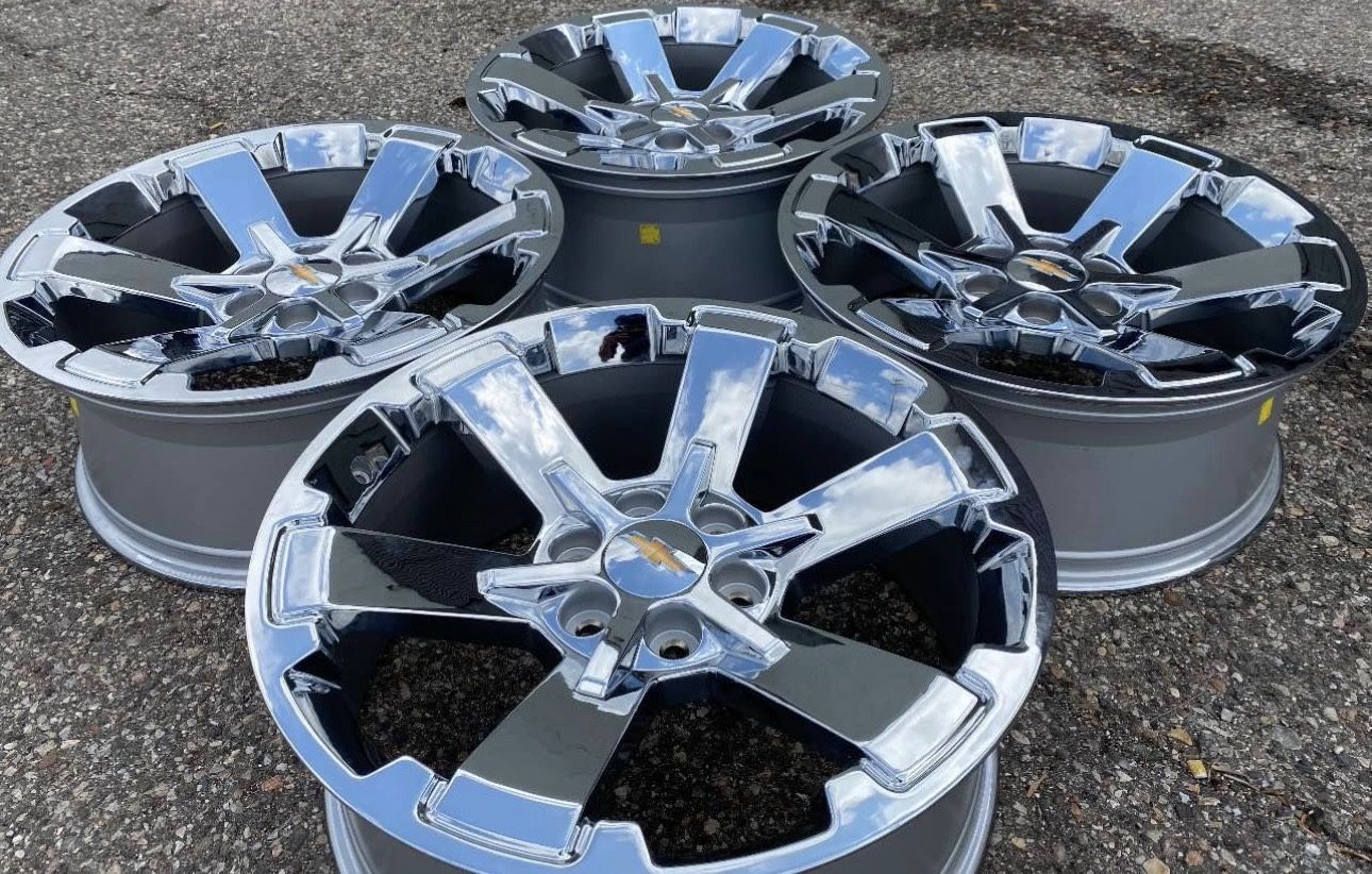 22” CHROME GMC SIERRA YUKON DENALI WHEELS RIMS CHEVROLET CHEVY SILVERADO SUBURBAN WE FINANCE SET NEW