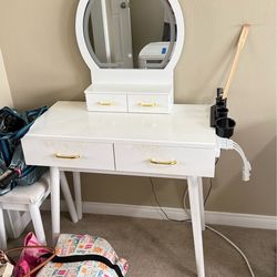 White Vanity with stool