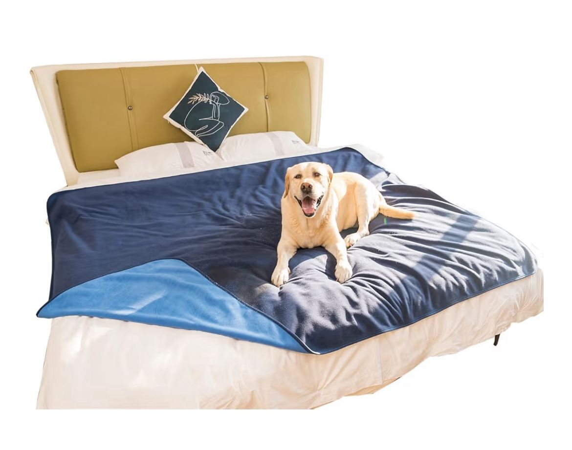 Waterproof Blanket Cover, 60"X80" Adults, Pets, Bed Couch Furniture Mattress Protector, Soft Waterproof Dog Blanket Gray, Navy Blue (Navy/Blue