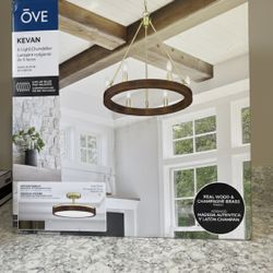 🔥 Bargain! $82 OVE Kevan 6-Light Chandelier – Real Wood (Was $150+) Sq 