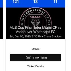 Inter Miami Vancouver Cup MLS Final Tickets 