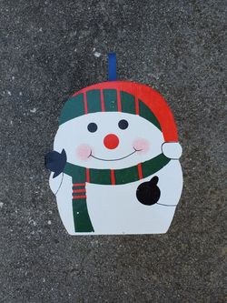 Christmas Snowman Wooden Basket