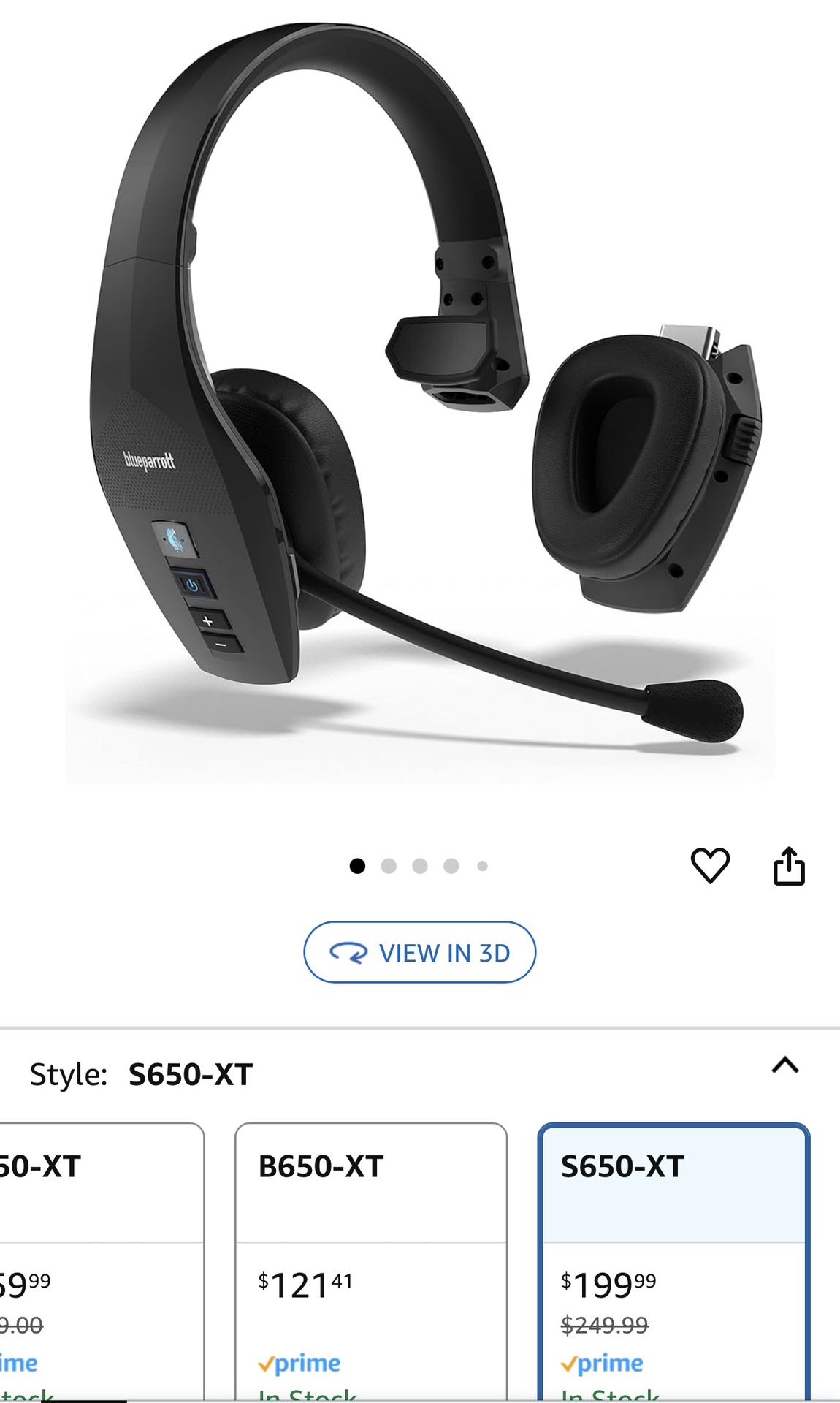 BlueParrott S650-XT Bluetooth Wireless Headphones 96% Noise Canceling Over Head Trucker Headset with Mic, 2-in-1 Convertible Stereo to Mono with ANC,