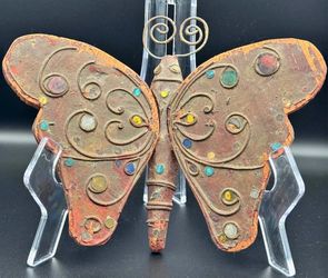 Antique Folk Art Hand-Carved Wooden Butterfly