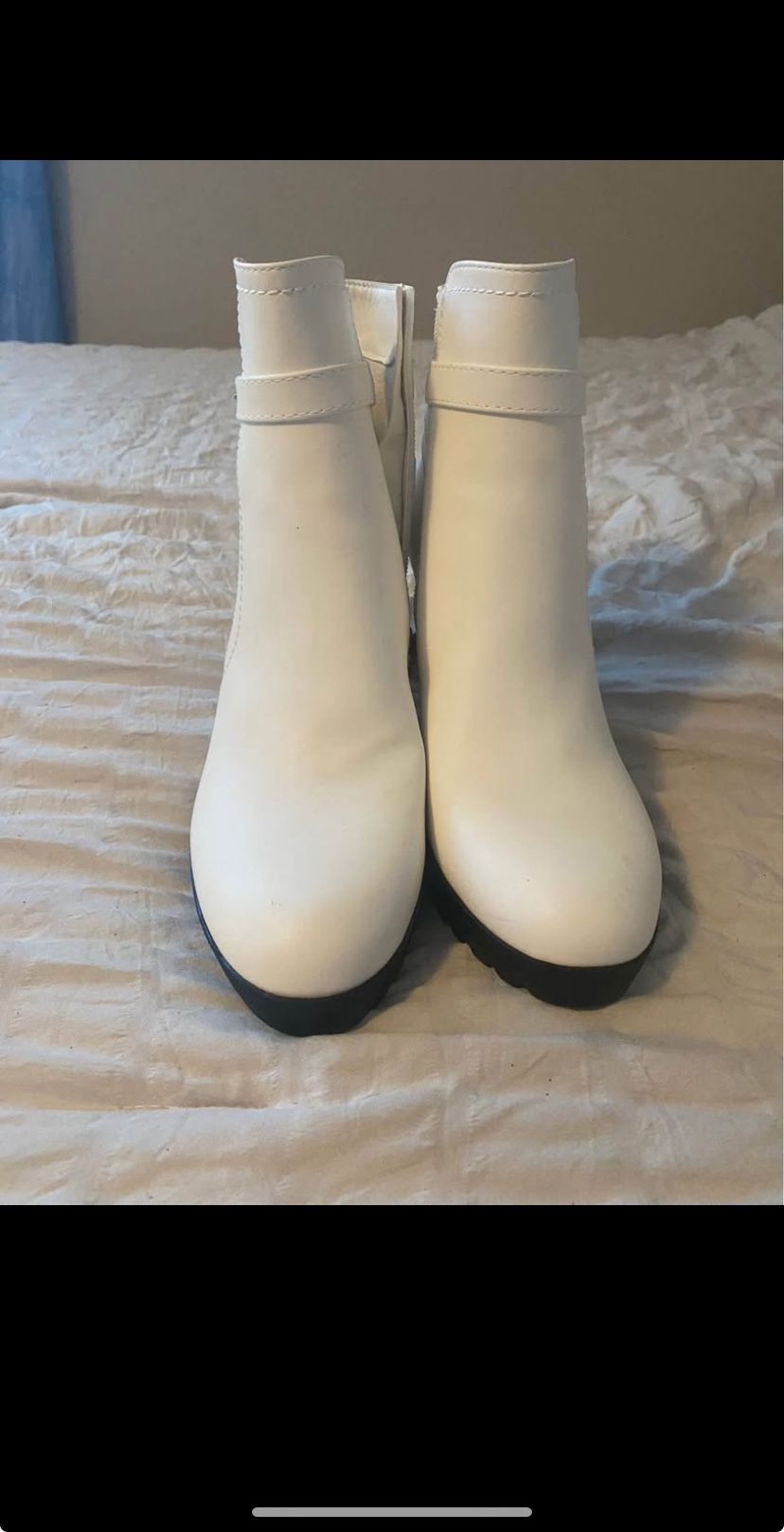 Cute White And Black Boot Heels
