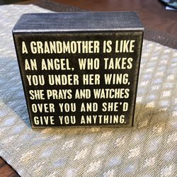 Wooden grandmother is an angel block 4”