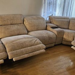 Beige Recliner Sectional Couch 