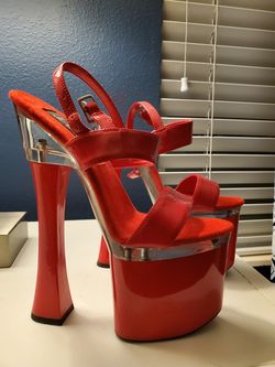 Beautiful 7 1/2 inch Red High Heel Sandals. These are never worn BRAND NEW sandals. Size 5