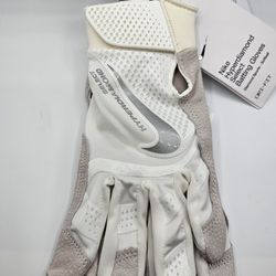 Nike Hyperdiamond Select Batting Gloves Adult White/Silver Softball Size Large