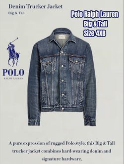 Polo Ralph Lauren Big & Tall Classic Denim Trucker Jean Jacket Size 4XB