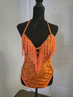 Body de Lentejuelas Color Naranja