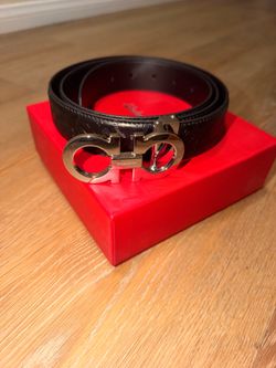 Silver buckle Ferragamo belt