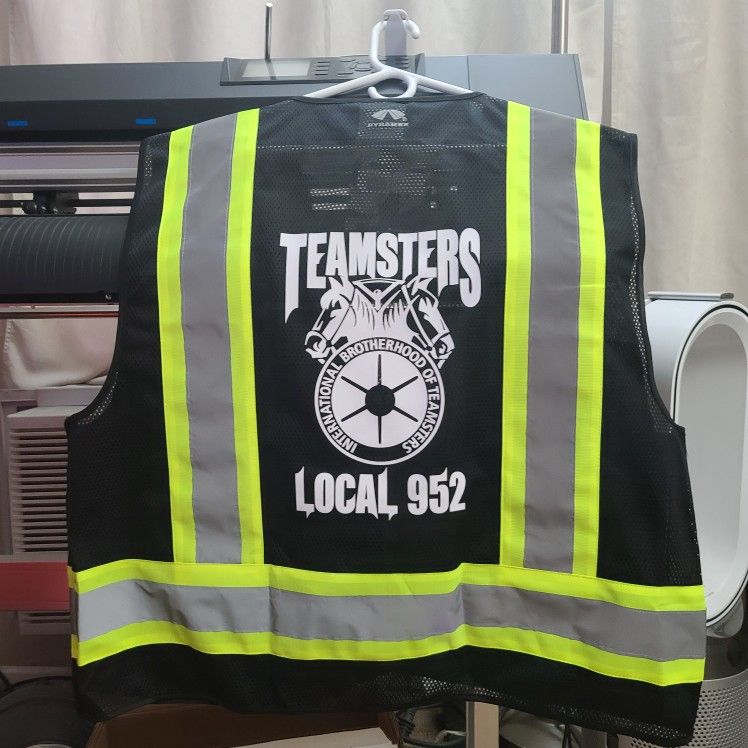 TEAMSTERS Safety Vest (Local 952) - Black w/ White Vinyl