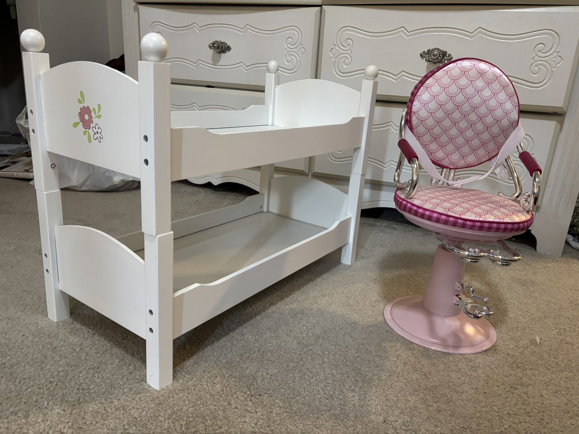 18”doll Bunk Bed And Salon Chair