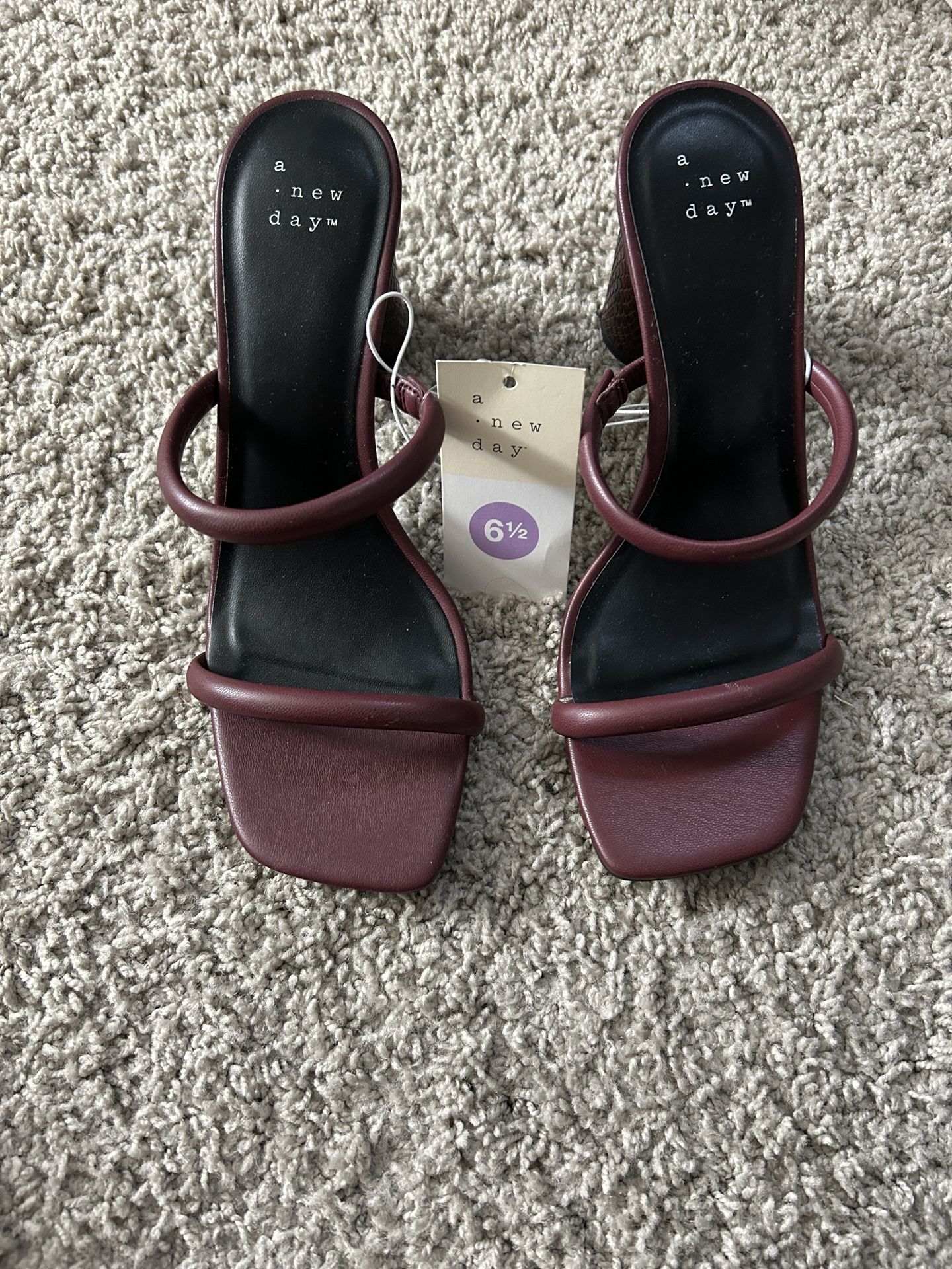 A New Day Women's Maroon Heeled Mules Size 6.5
