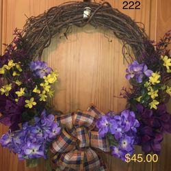 Grapevine Wreath Purple / Yellow