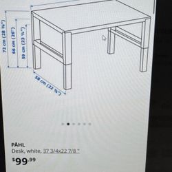 Ikea PAHL Desk WHITE Adjustable Height damaged Top 