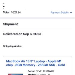 MacBook Air 13.3" Laptop - Apple M1 chip - 8GB Memory - 256GB SSD - Gold
