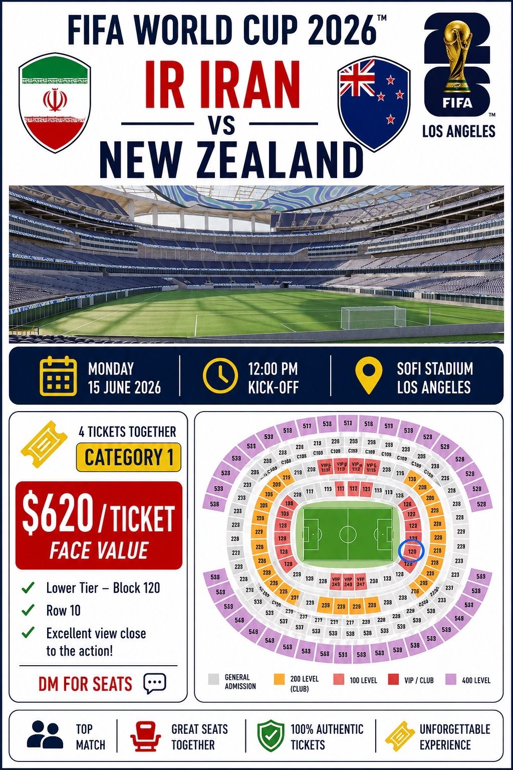 FIFA New Zealand vs Iran at sofi DEAL