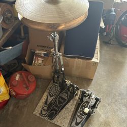 Custom Diamond Plate Cymbal Stand With 2 Pedals And Cymbals