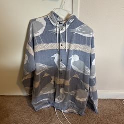 Vintage Denim Seagull Hooded Long sleeve