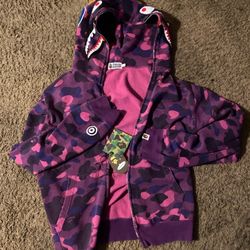BAPE Color Camo Shark Full Zip Hoodie 'Purple'